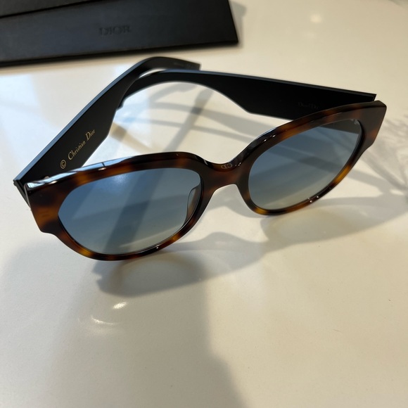 CHRISTIAN DIOR ID2 TURTLE TORTOISE BLACK AUTHENTIC SUNGLASSES 08684 OVERSIZED - Picture 10 of 12